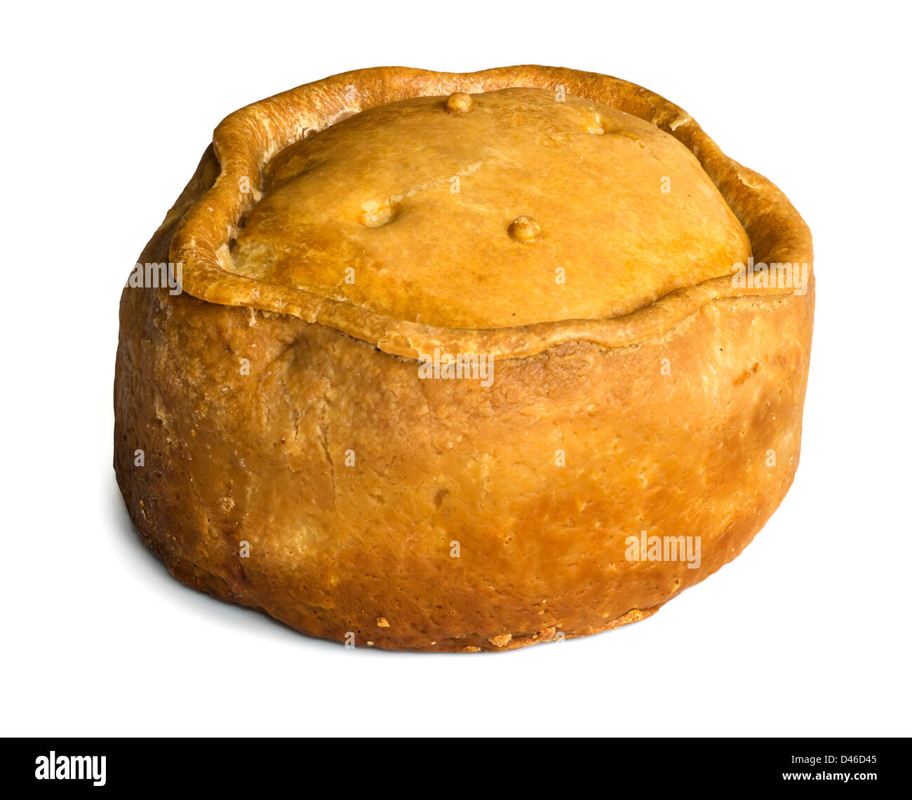 Giant (almost 1kg) genuine Melton Mowbray Pork Pie from Ye Olde Pie Shoppe, Melton Mowbray, Leicestershire, UK Stock Photo