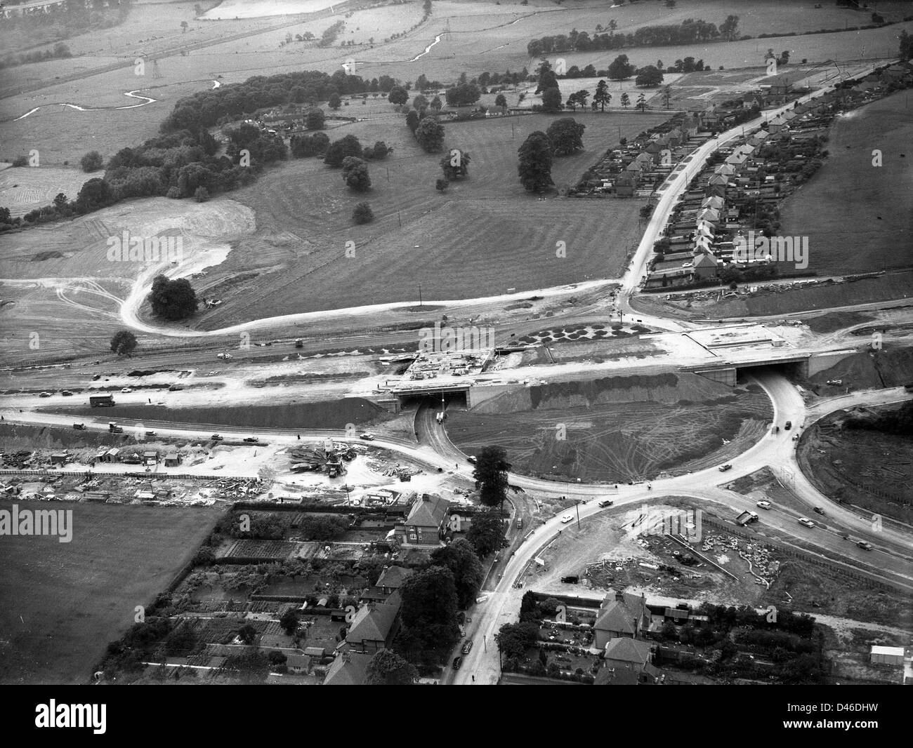 The M6 motorway Junction 14 under construction at Stone Roundabout July 29th 1962 Stock Photo