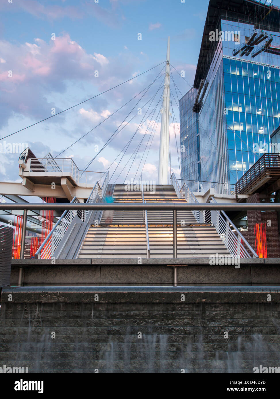 Denver Millennium Bridge at sunset Stock Photo Alamy