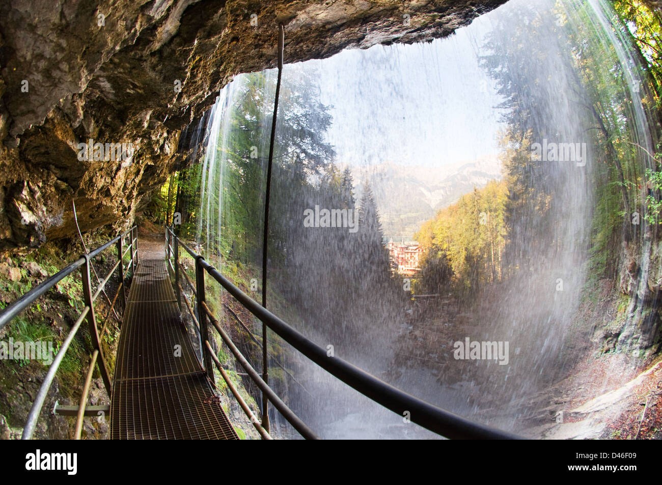 Under the waterfall Stock Photo Alamy
