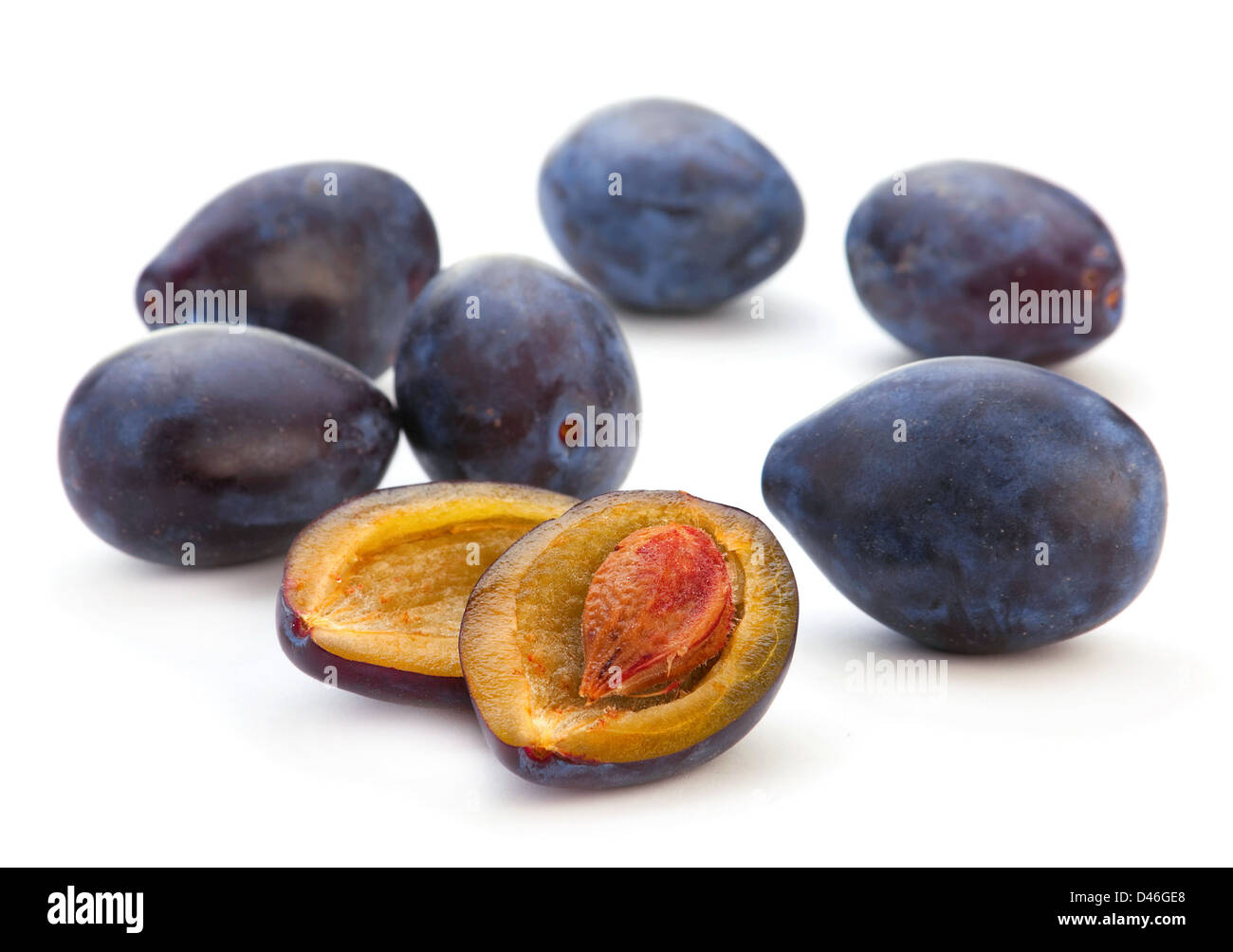 Plum fruit isolated on white background Stock Photo