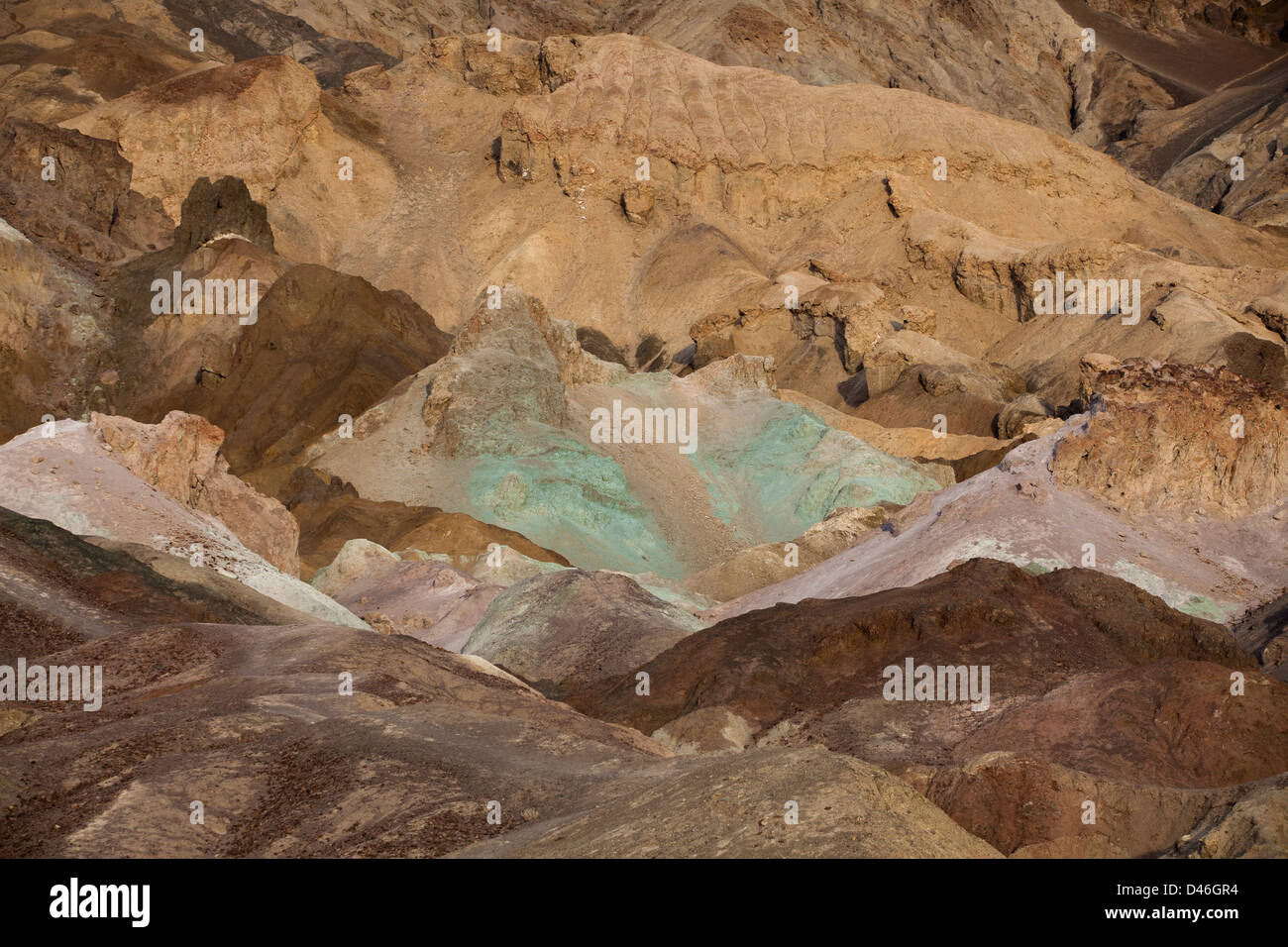 Various colors of rock at Artists Palette, Death Valley National Park,  California, USA Stock Photo