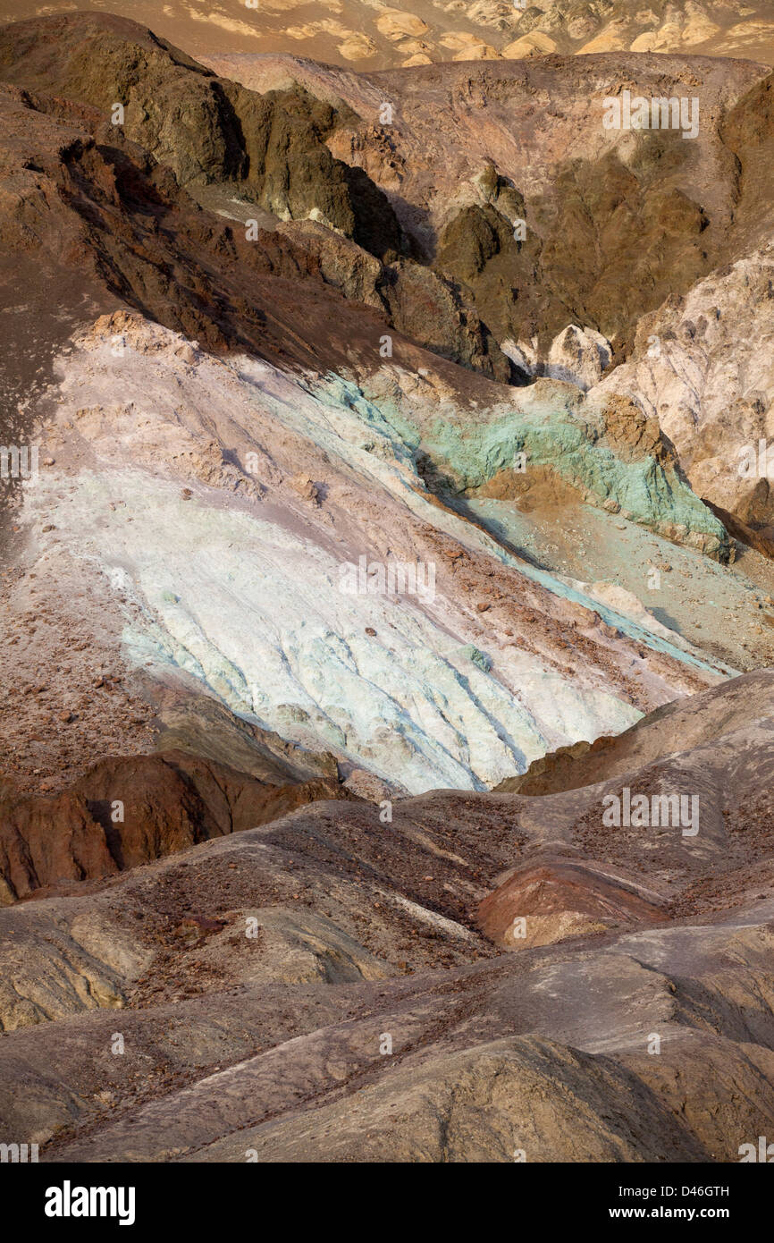 Various colors of rock at Artists Palette, Death Valley National Park,  California, USA Stock Photo