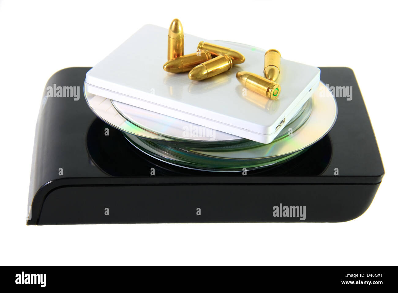 cyber war on database with bullets in front of white Stock Photo - Alamy