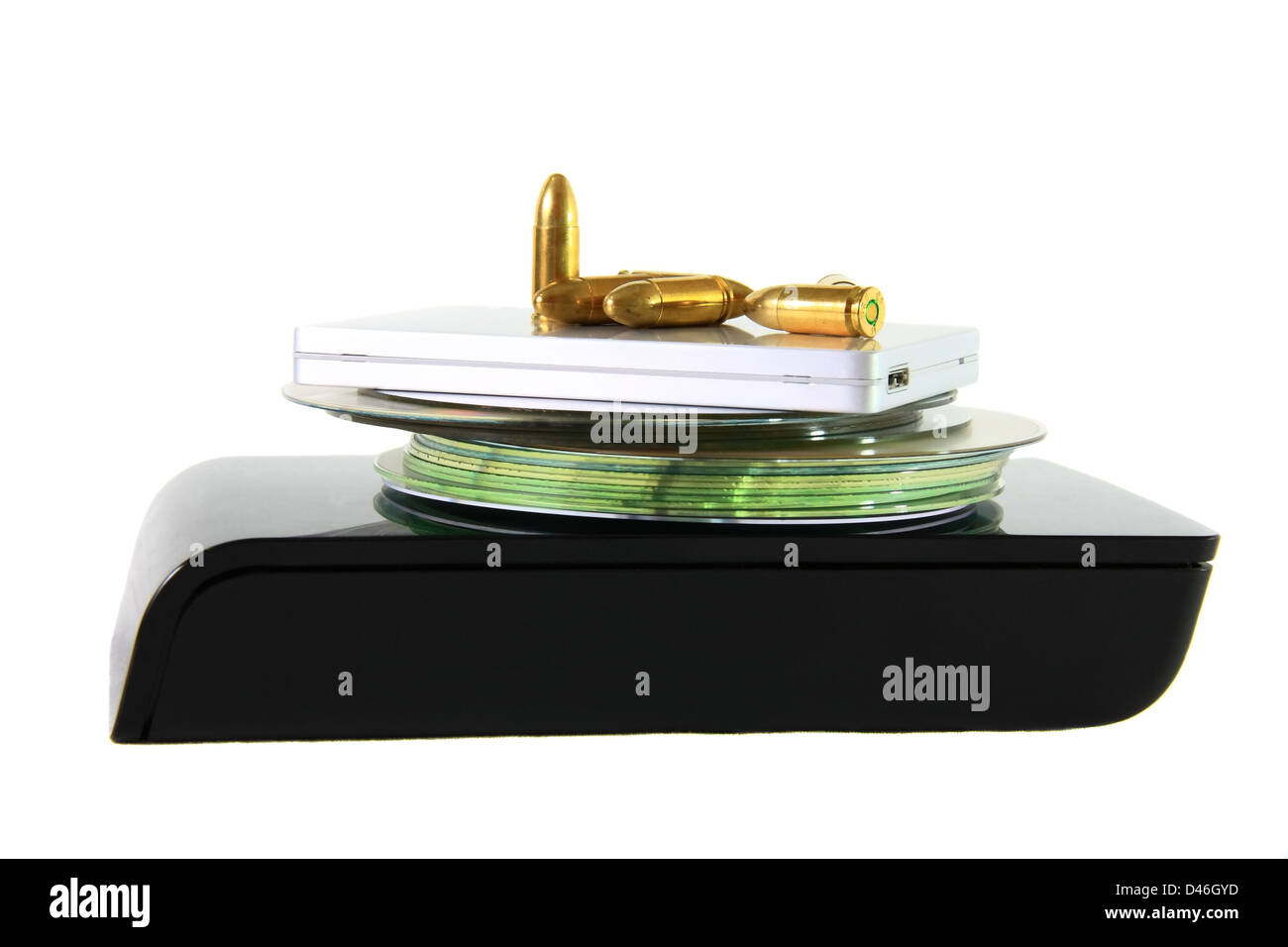 cyber war on database with bullets in front of white Stock Photo - Alamy