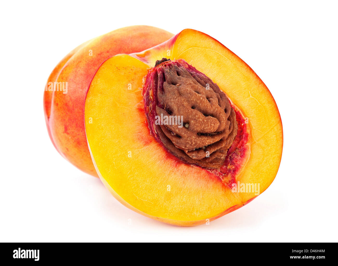 Peach nectarine family fruit on white background Stock Photo Alamy