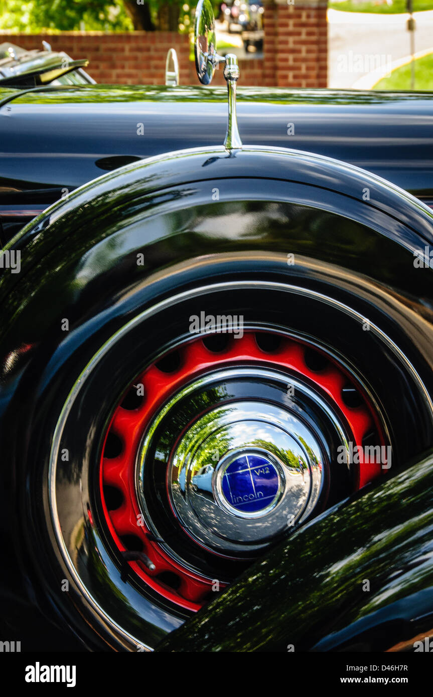 1936 Lincoln V-12, Antique Car Show, Armstrong Street, Old Town Fairfax, Virginia Stock Photo