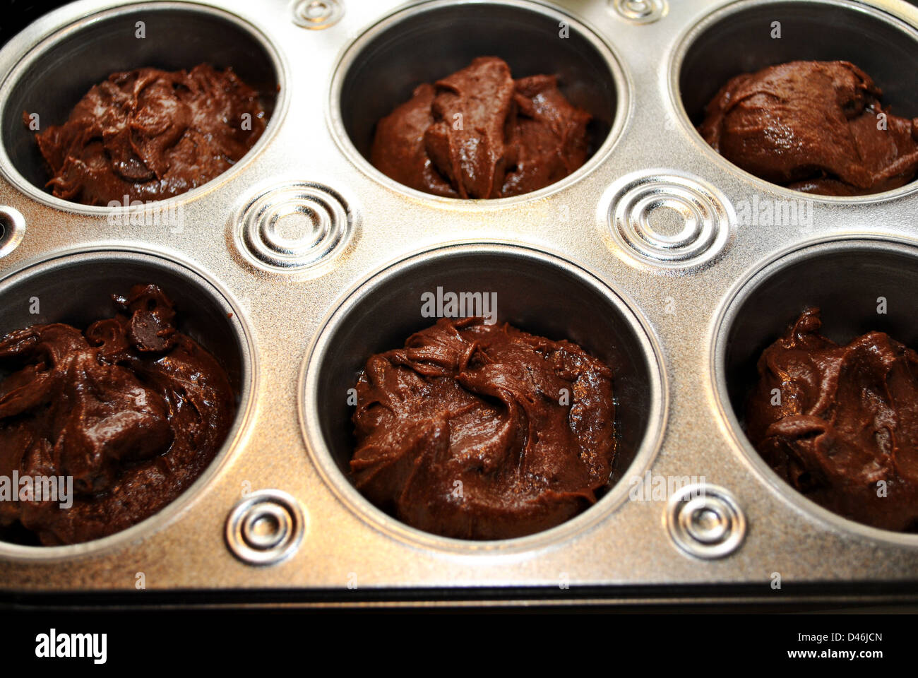 Raw Chocolate Muffins Ready to Bake Stock Photo