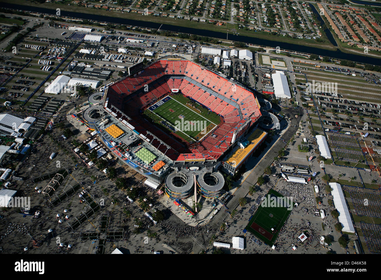 Sun life stadium Miami Gardens Super Bowl 2010 New Orleans Saints and Indianapolis Colts Stock Photo