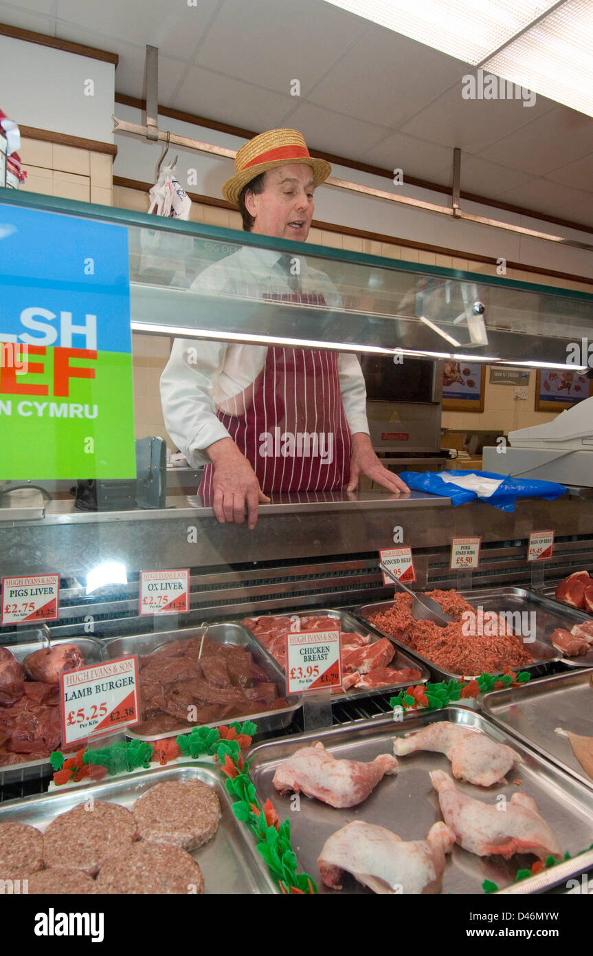 Carmarthen butcher Hugh Evans pictured inside his Welsh butchers shop