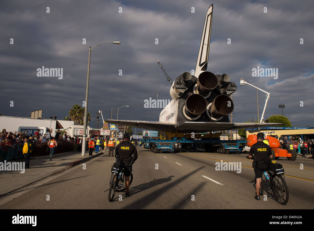 The space shuttle Endeavour was transported over land through Los ...