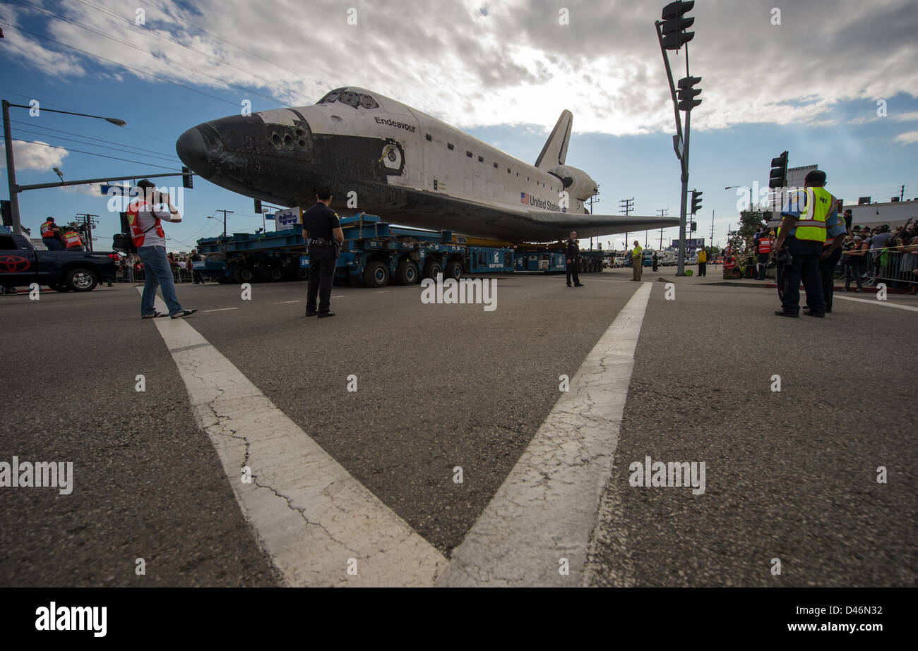 The Space Shuttle Endeavour is transported across California to its ...