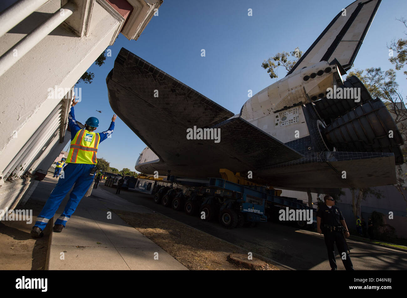 The Space Shuttle Endeavour was transported over Los Angeles by ...