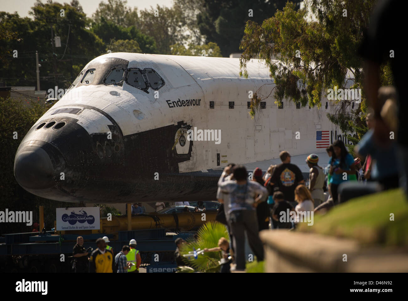 Space Shuttle Endeavour was transported over land in Los Angeles ...