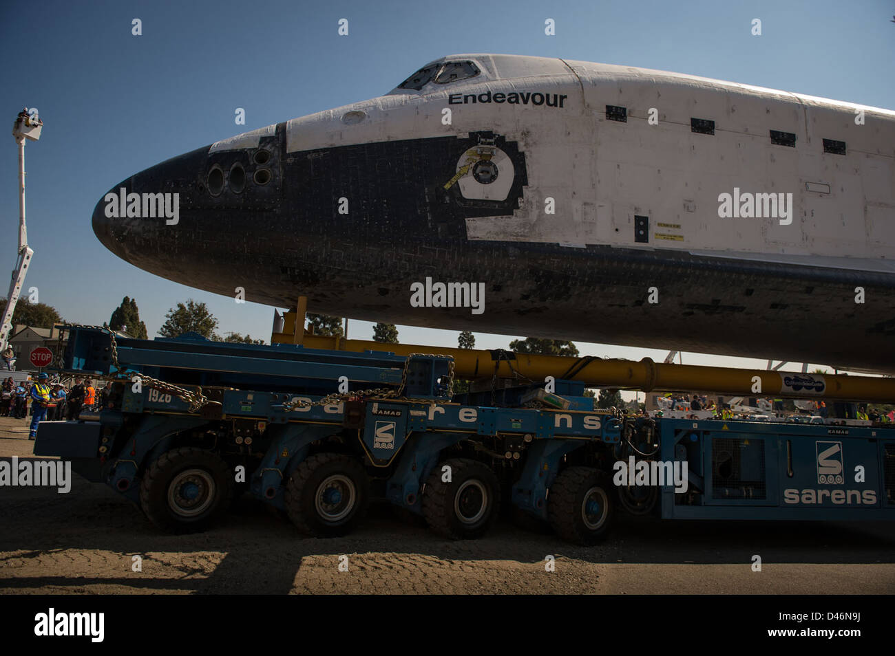 Space Shuttle Endeavour is moved across California to its final ...