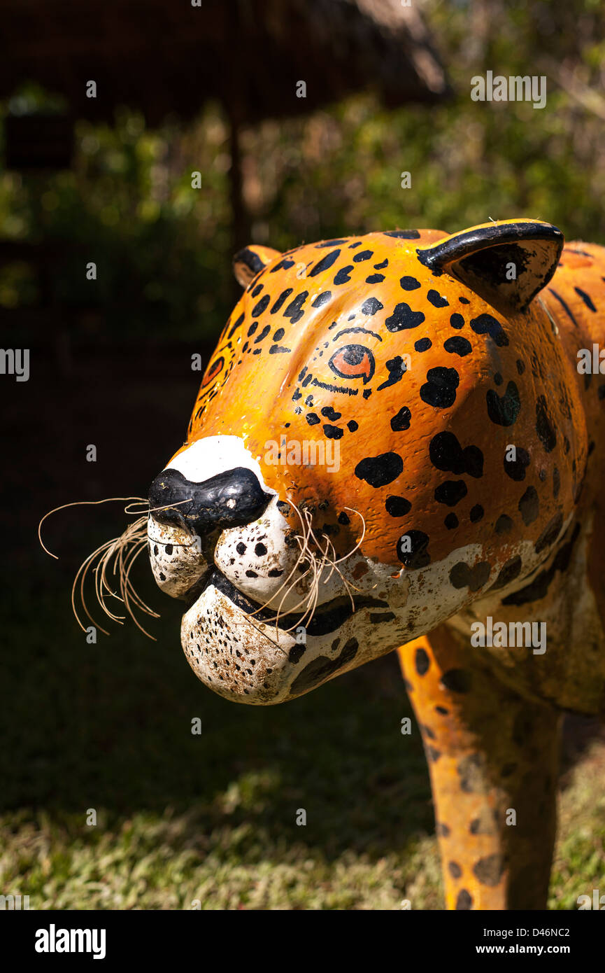 Ceramic jaguar on display at Jaguar Preserve Stock Photo