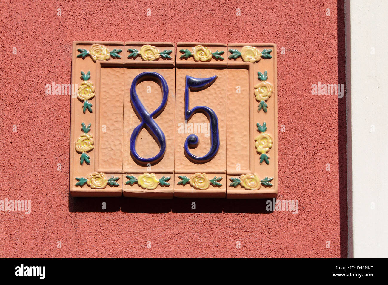 number eighty-five, house address plate number Stock Photo