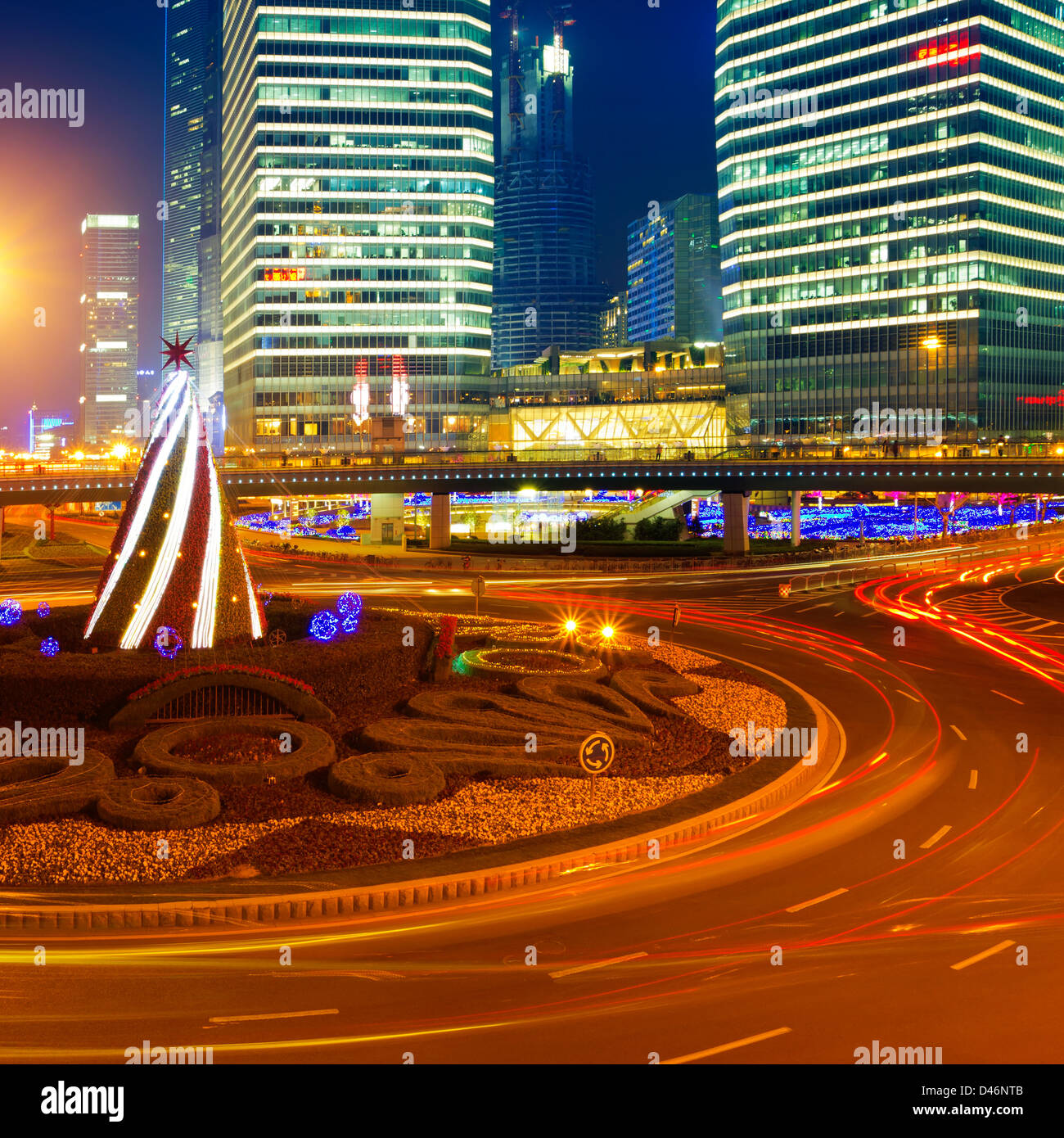 The beautiful night view of Shanghai,in China Stock Photo