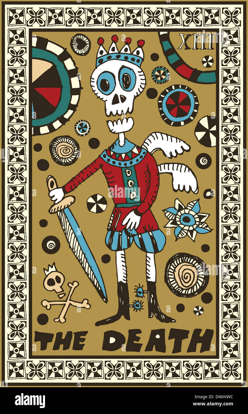 hand drawn tarot deck, major arcana, the death Stock Photo