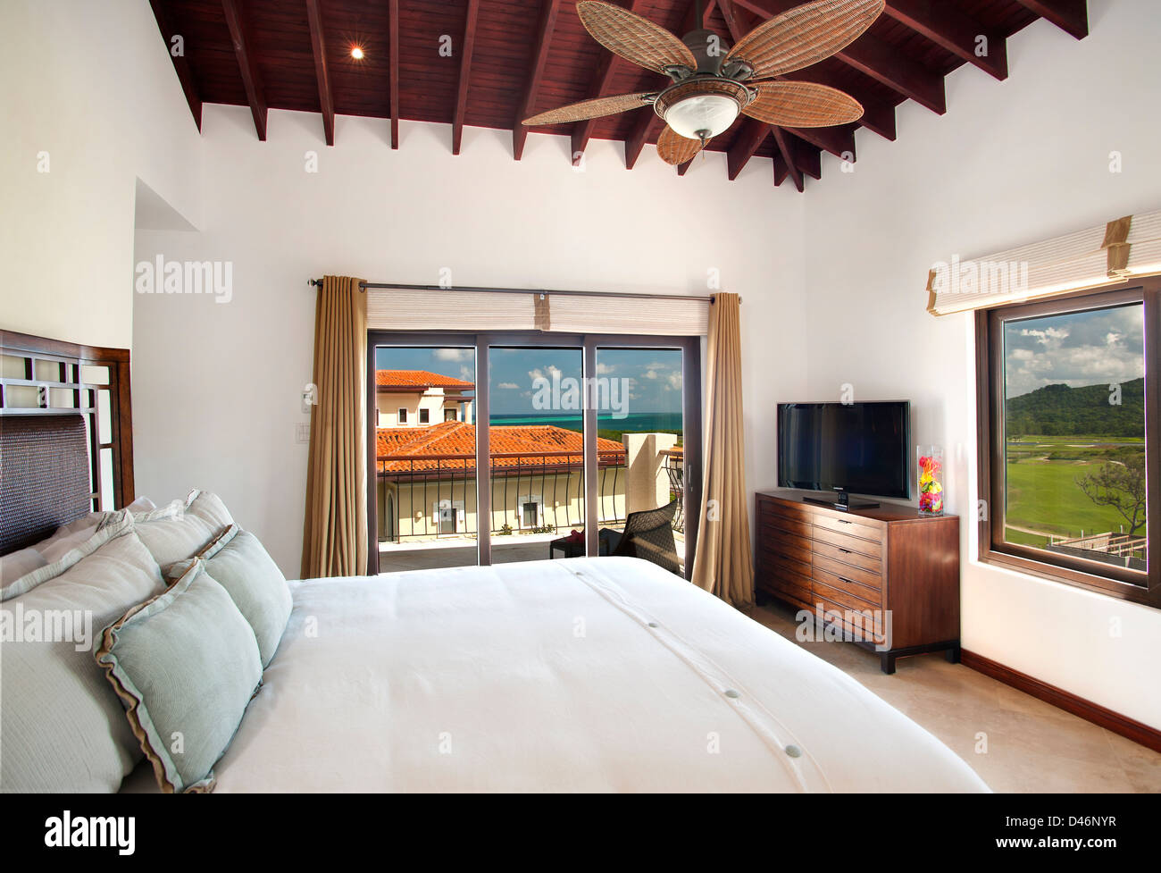 Villa interior, Pristine Bay Resort, Roatan, Honduras Stock Photo