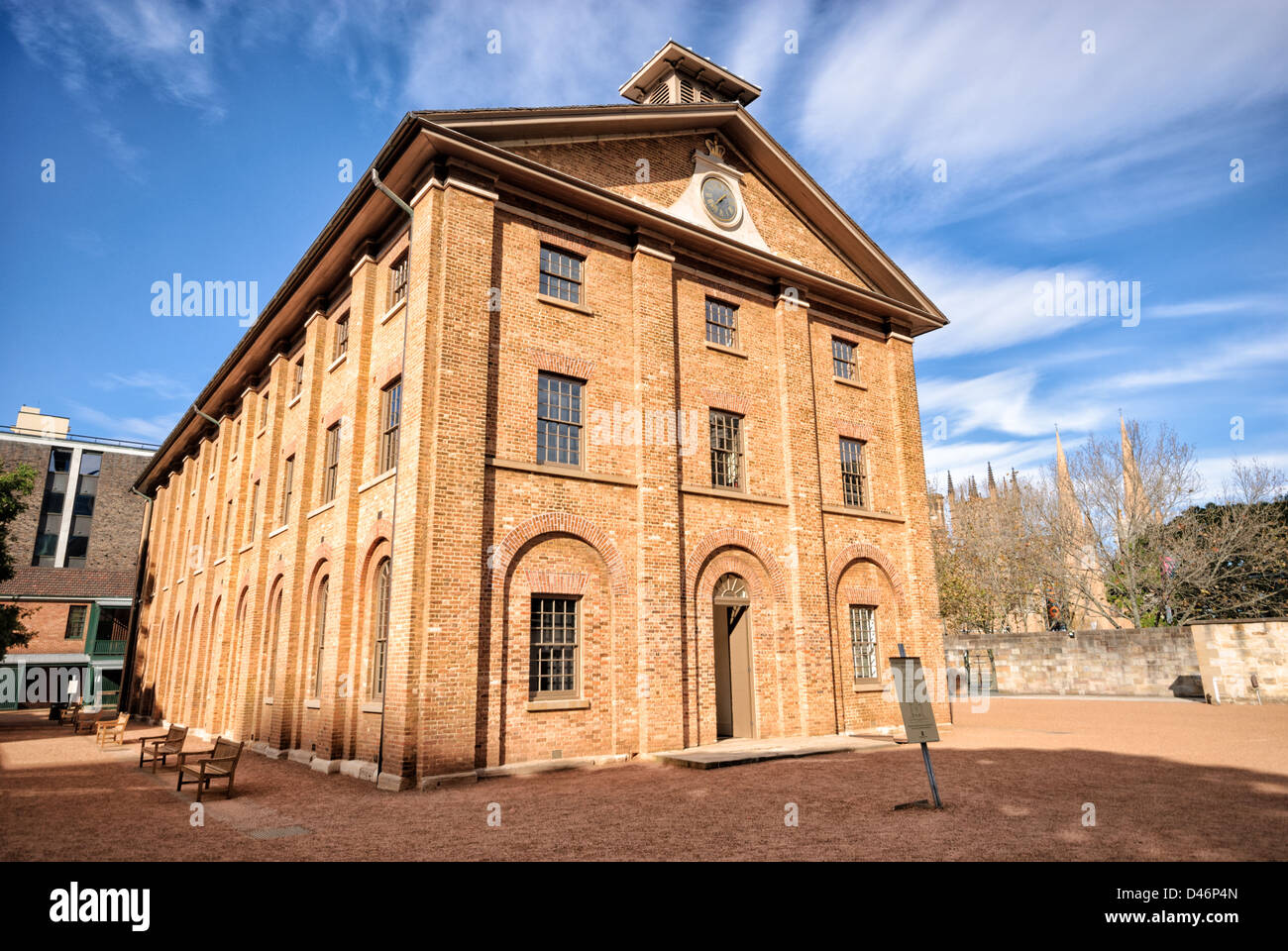 Old Australian convict accommodation: the colonial era Hyde Park Barracks, Sydney. This is now a museum. Colonial architecture; heritage building Stock Photo