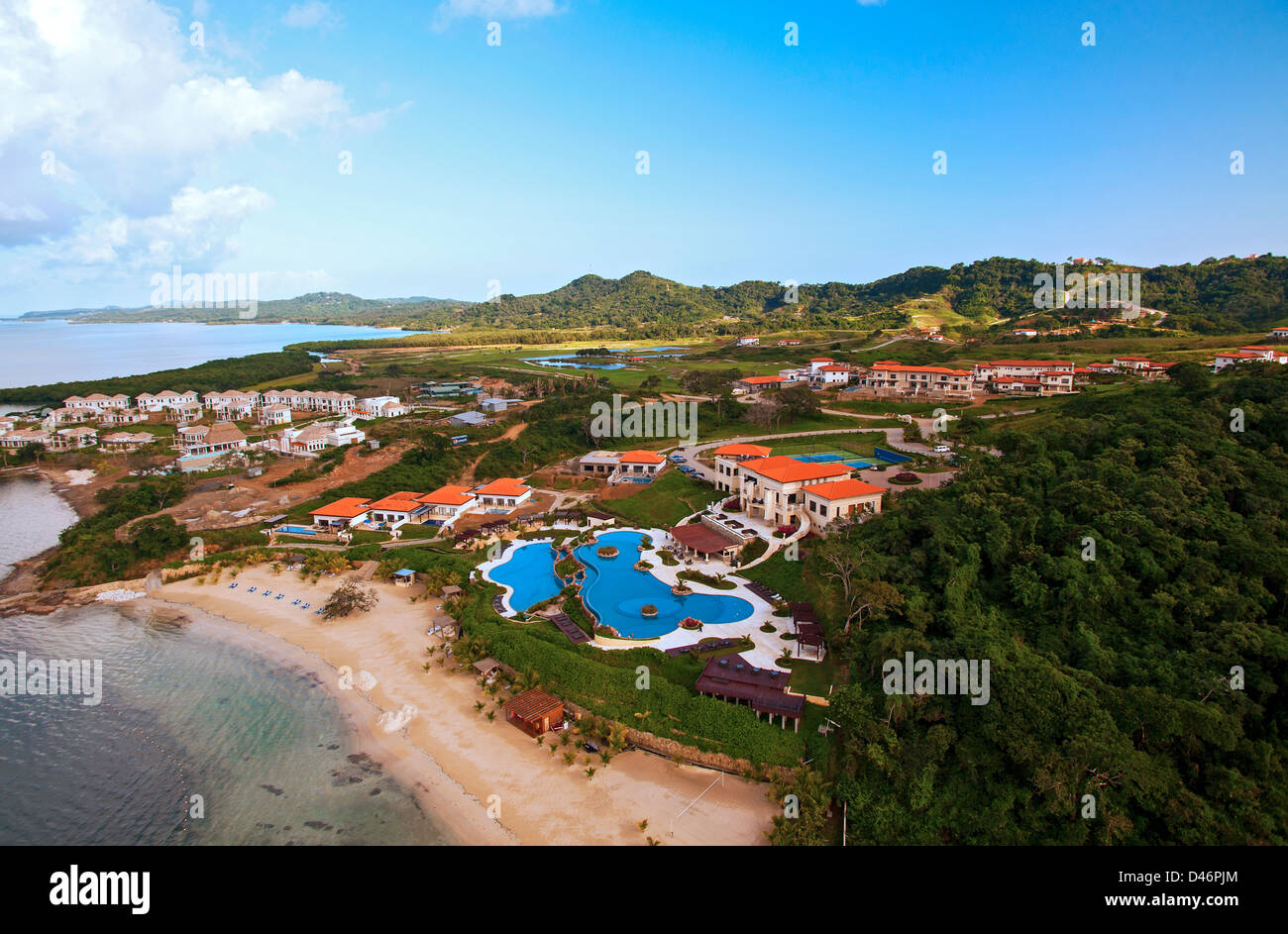 Pristine Bay Resort and Black Pearl Golf course on the island of Roatan, Honduras Stock Photo