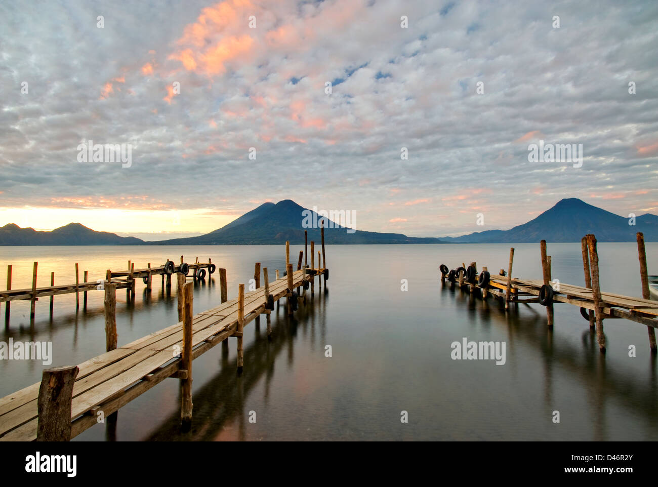Docks at Lake Atitlan, Guatemala Stock Photo