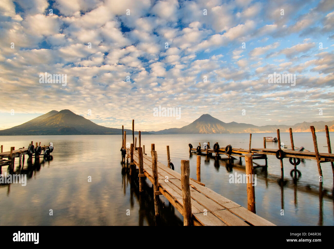 Docks at Lake Atitlan, Guatemala Stock Photo