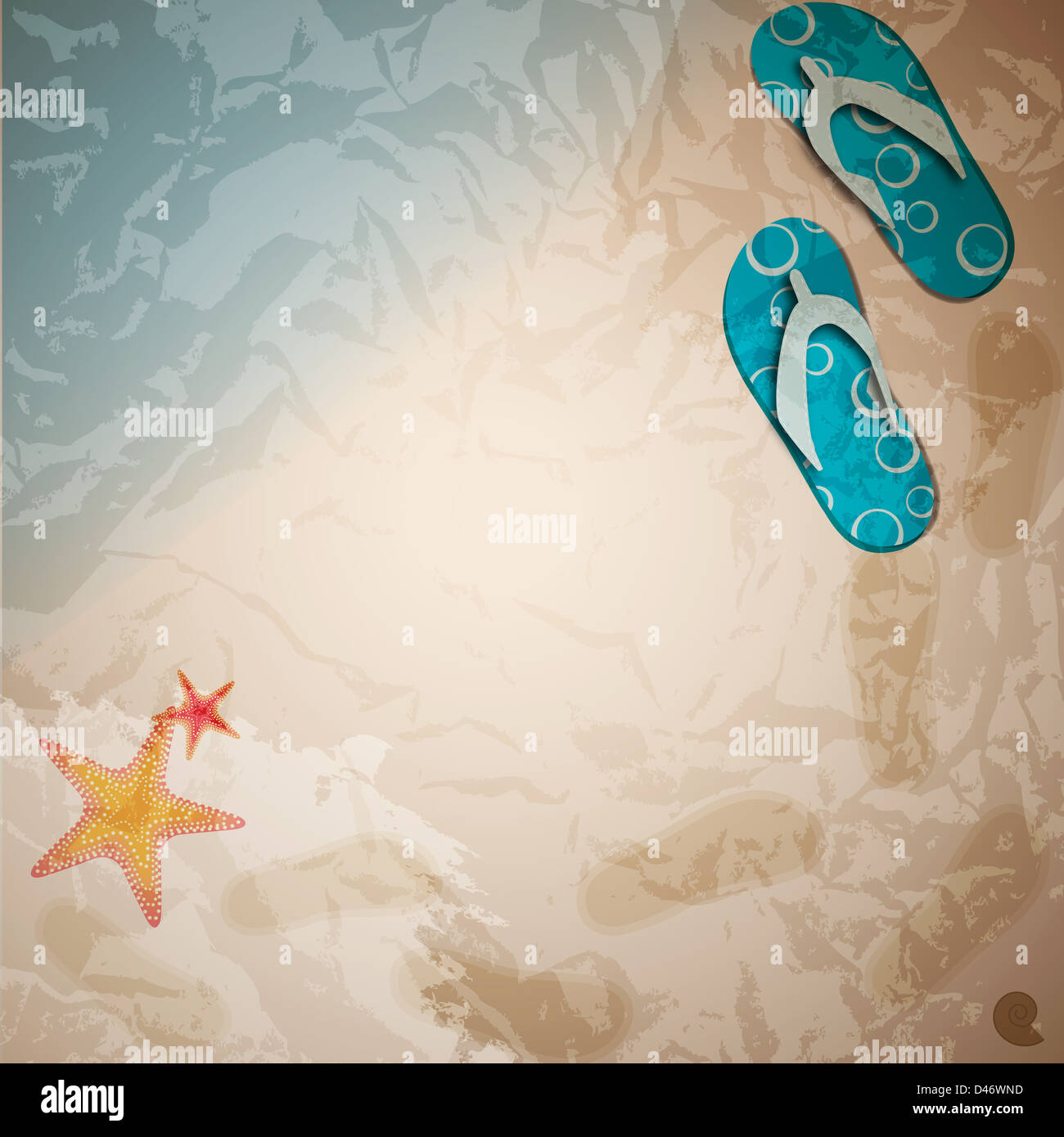 sandals and starfish at beach nature summer vector background Stock ...