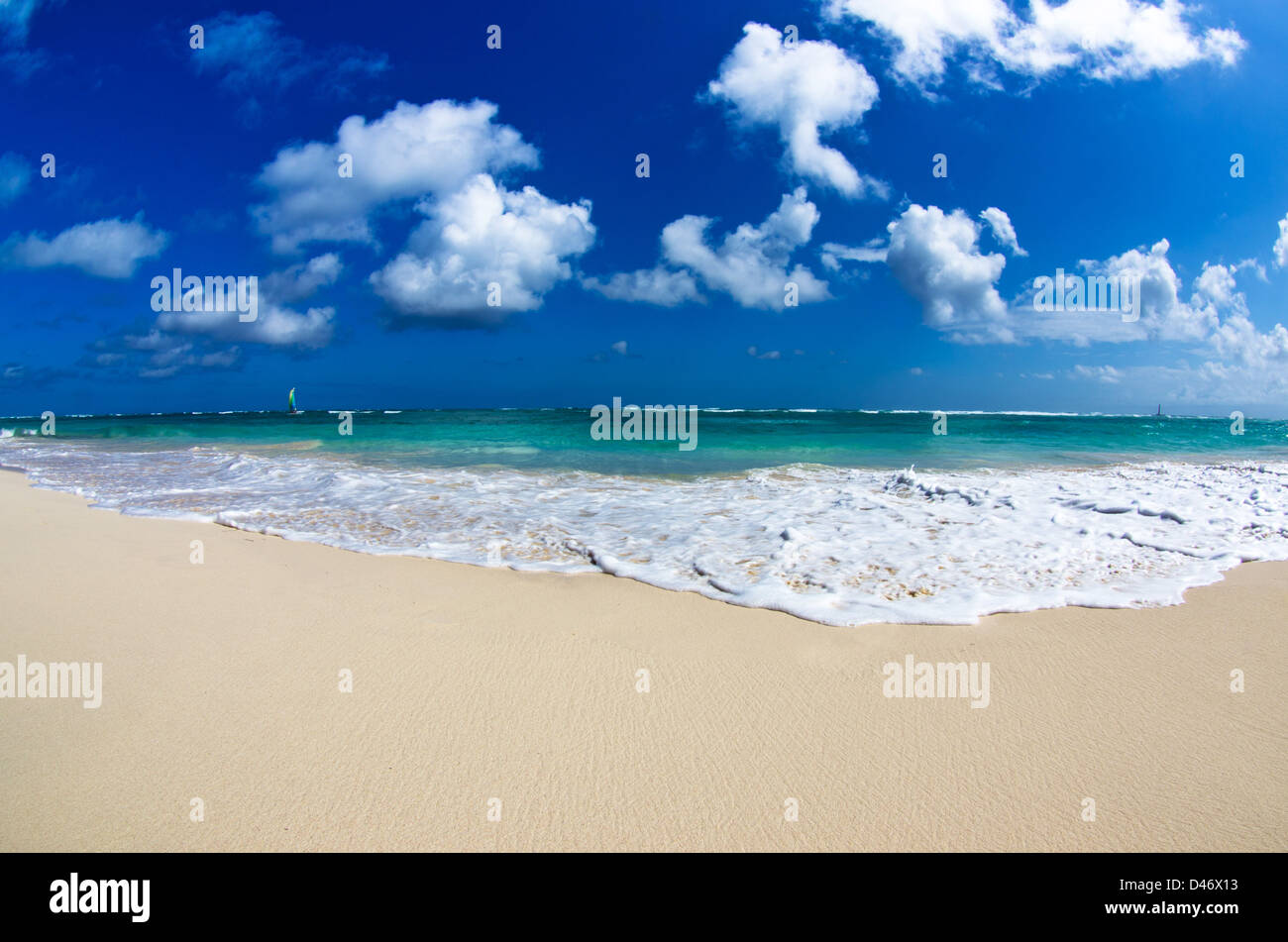 beautiful blue caribbean sea beach Stock Photo