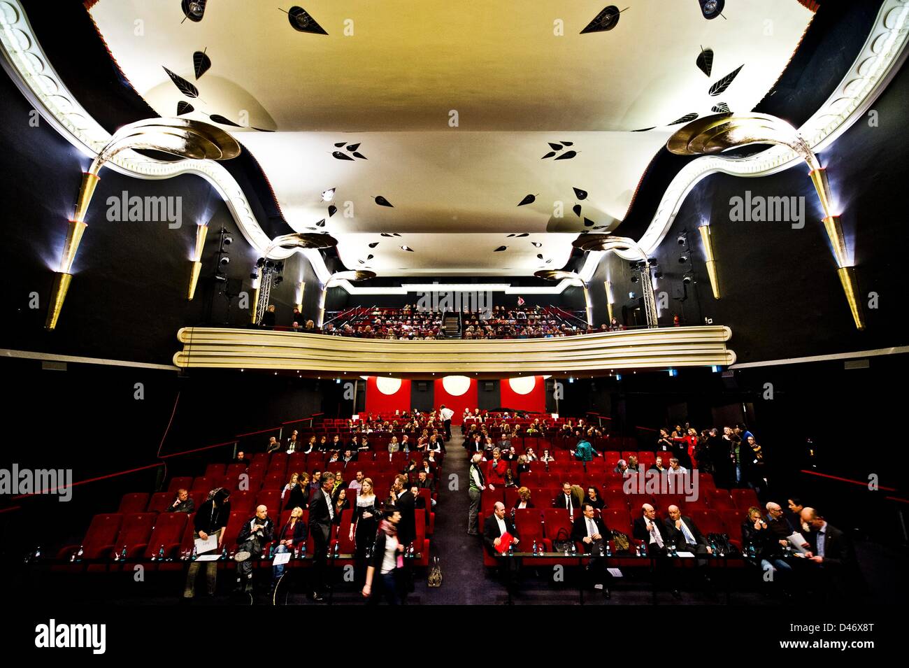 People attend the TV crime festival at Caligari Filmbuehne in Wiesbaden, Germany, 06 March 2013. Ten TV productions compete for the German TV crime movie Prize. Photo: Nicolas Armer Stock Photo