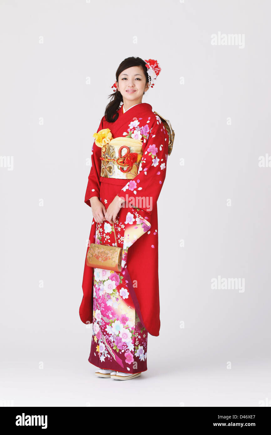 Girl In Kimono Posing Stock Photo - Alamy