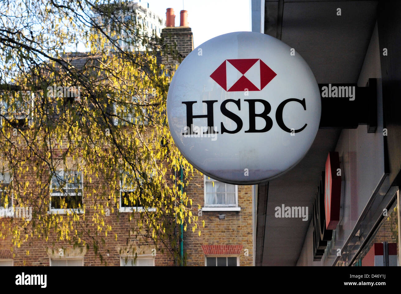 A sign for the Britain's largest bank, HSBC. Stock Photo