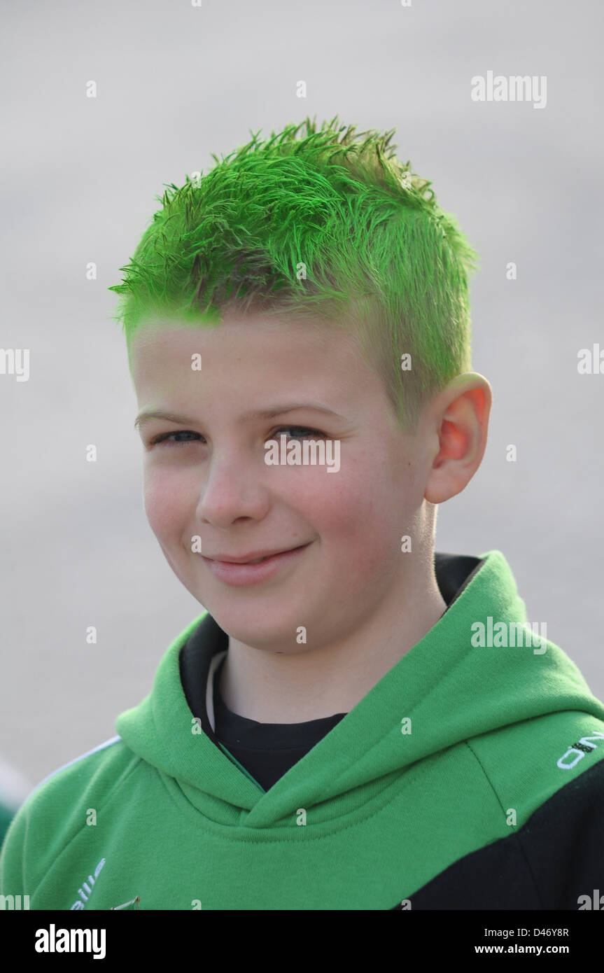 Teenage Boy With His Hair Dyed Green St Patricks Day 17