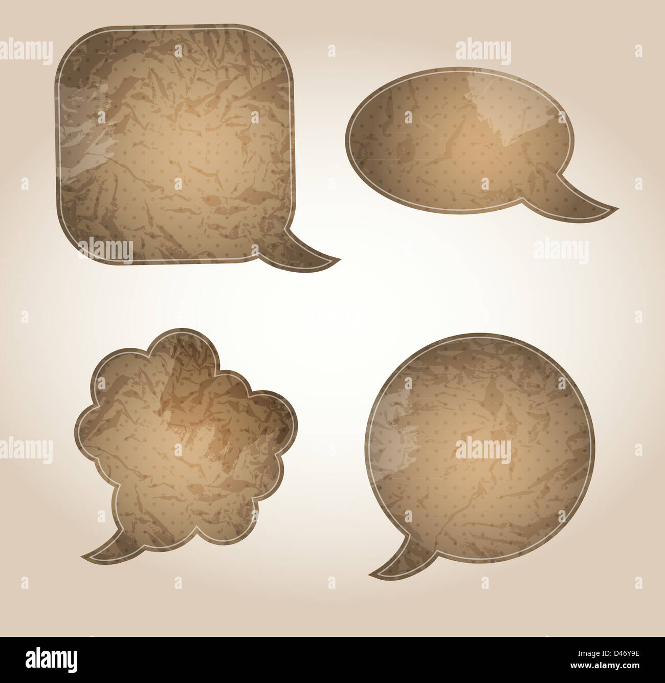 aged paper speech bubbles vector illustration Stock Photo - Alamy