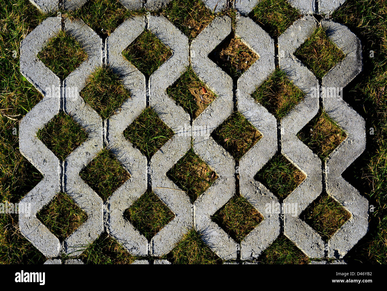 Grass between stones, block paving Stock Photo Alamy