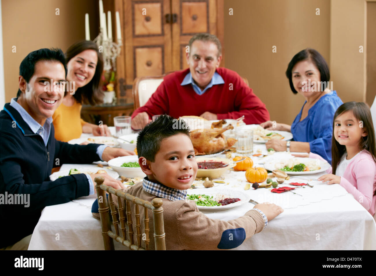 Thanksgiving Turkey Dinner Family High Resolution Stock Photography and