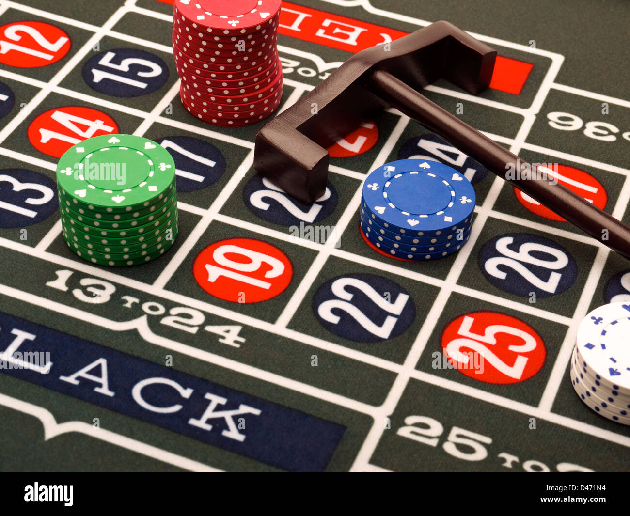 Casino chips on a roulette table Stock Photo Alamy