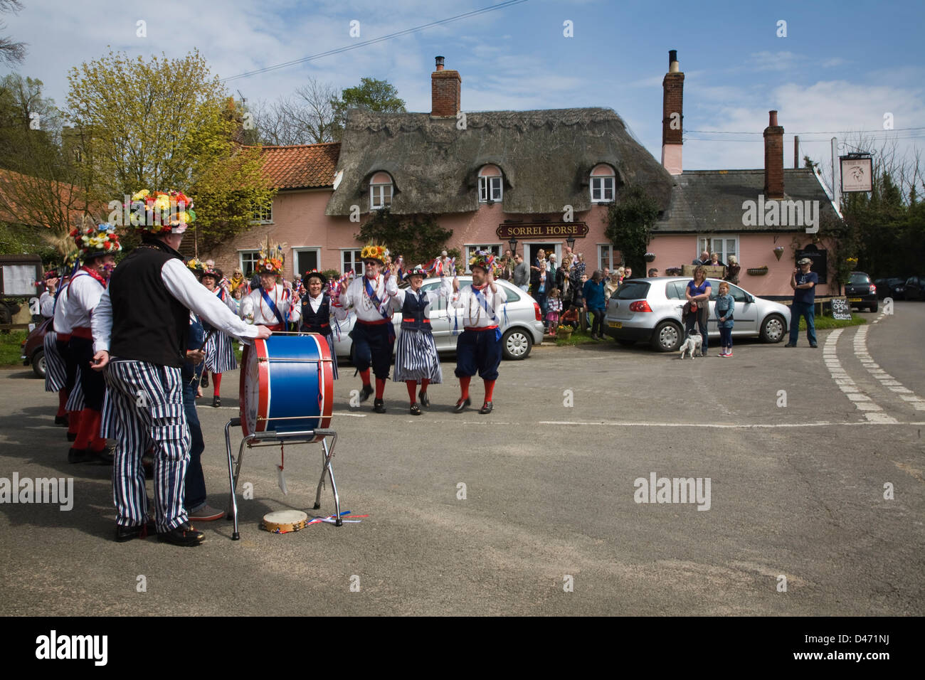 Morris dancing in country village Shottisham, Suffolk, England Stock