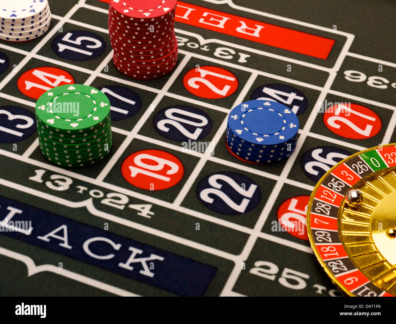 Casino chips on a roulette table Stock Photo Alamy
