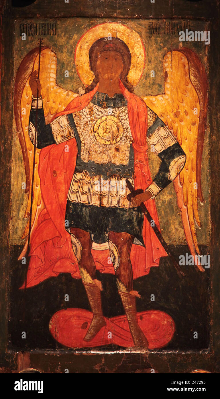 Orthodox icon Archangel Michael XVII ct. Galitch, Russia. Stock Photo
