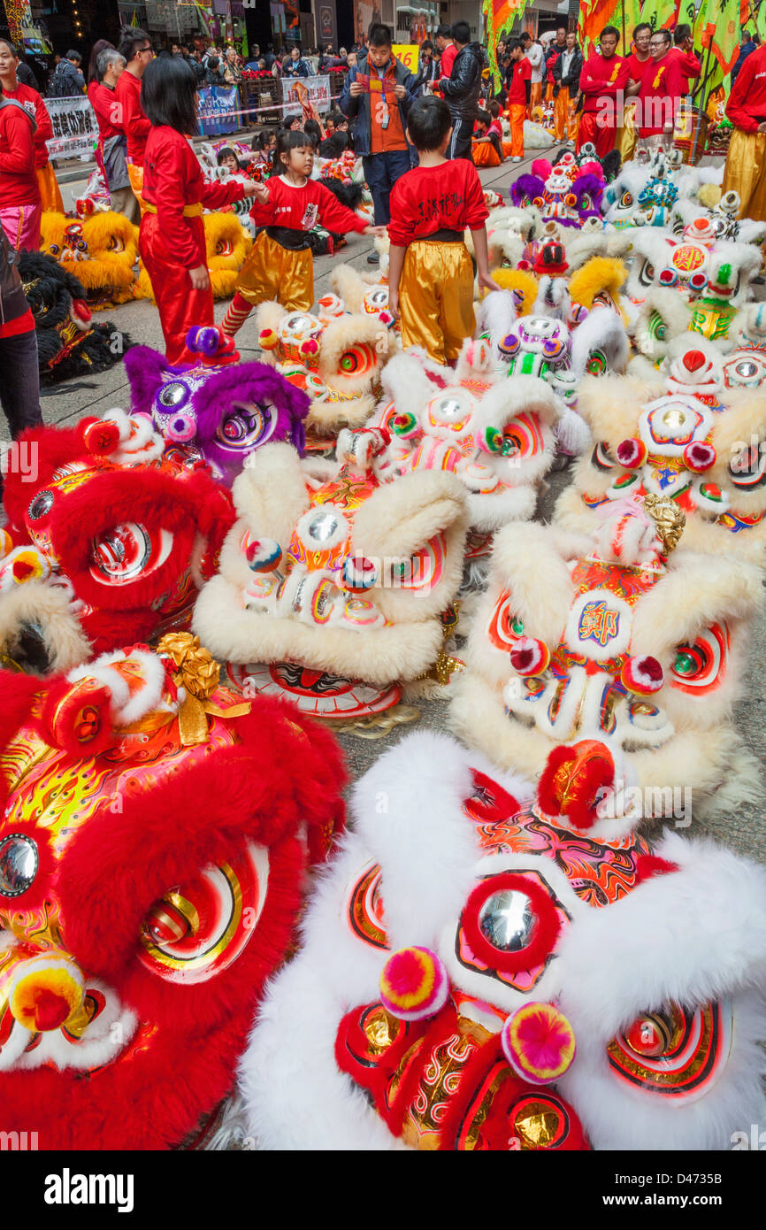 China, Hong Kong, Lion Dance Costumes Stock Photo Alamy