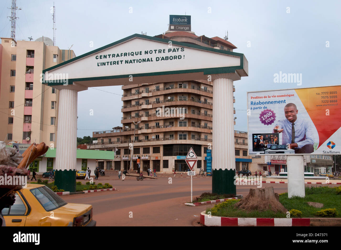 Central African Republic. August 2012. Bangui. Arch by roundabout in the centre of town. Stock Photo