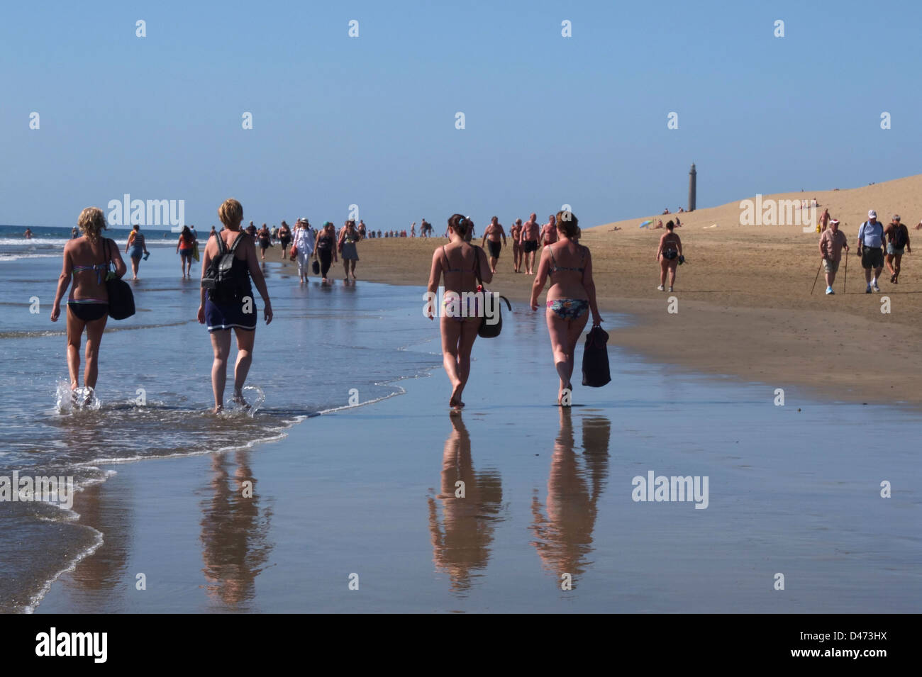 beach walking Stock Photo