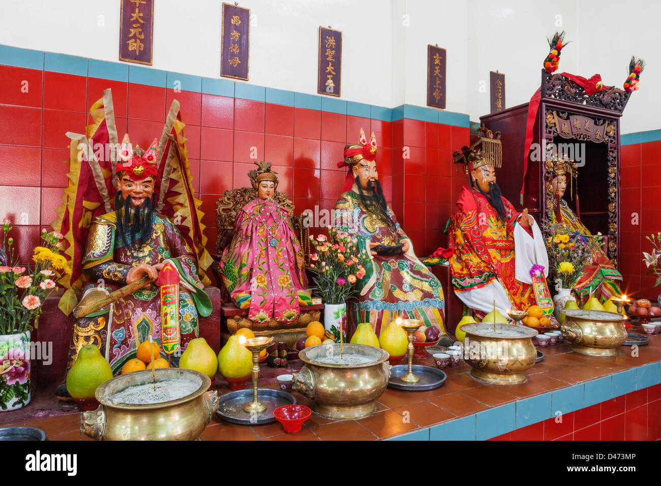 China, Hong Kong, Stanley, Man Mo Temple, Display of Taoist Gods Stock Photo