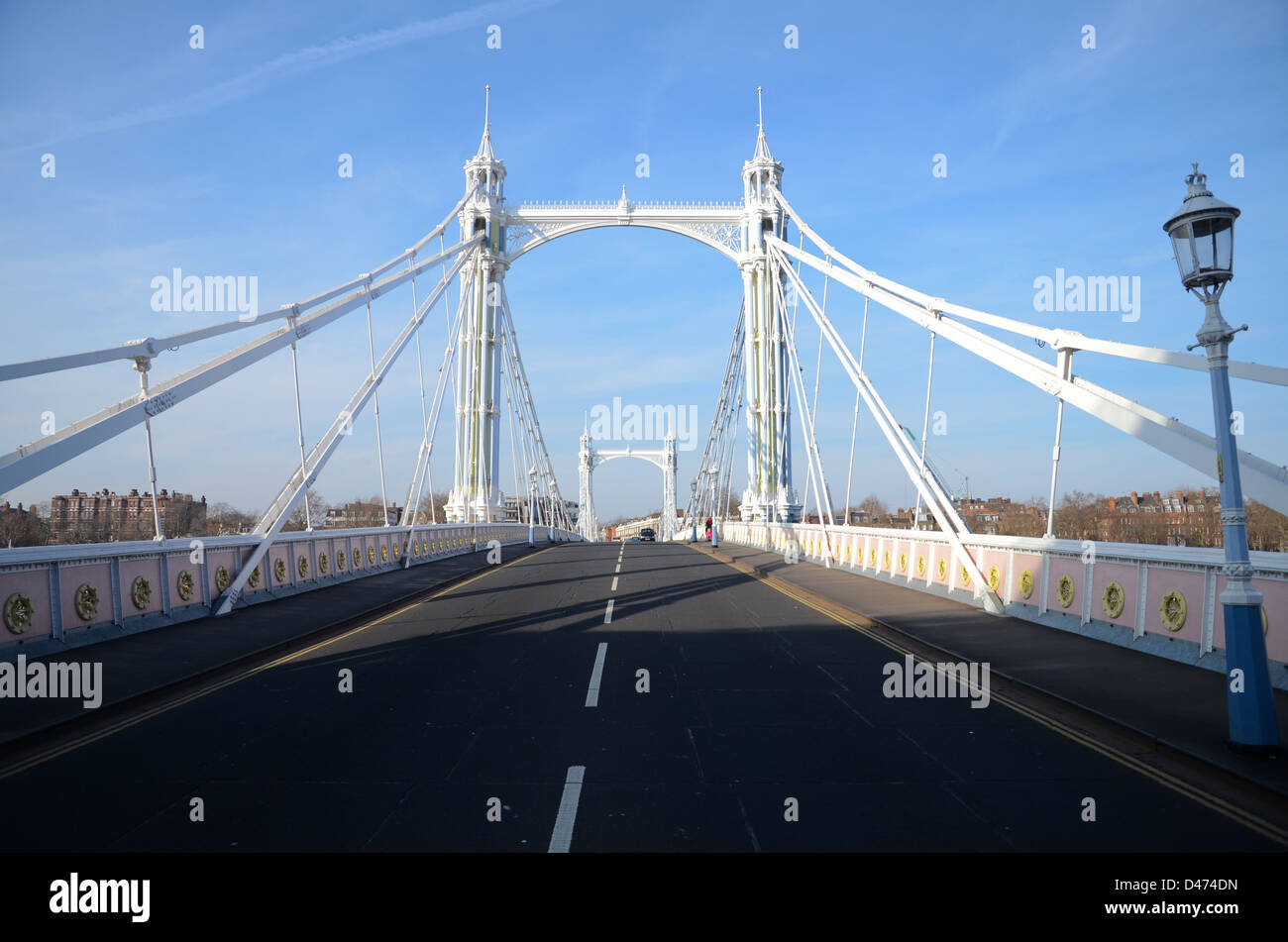 The Albert Bridge over the River Thames at Battersea in London Stock Photo