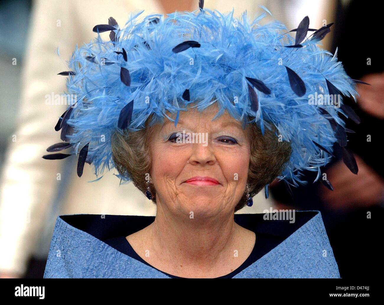 large blue wedding hat