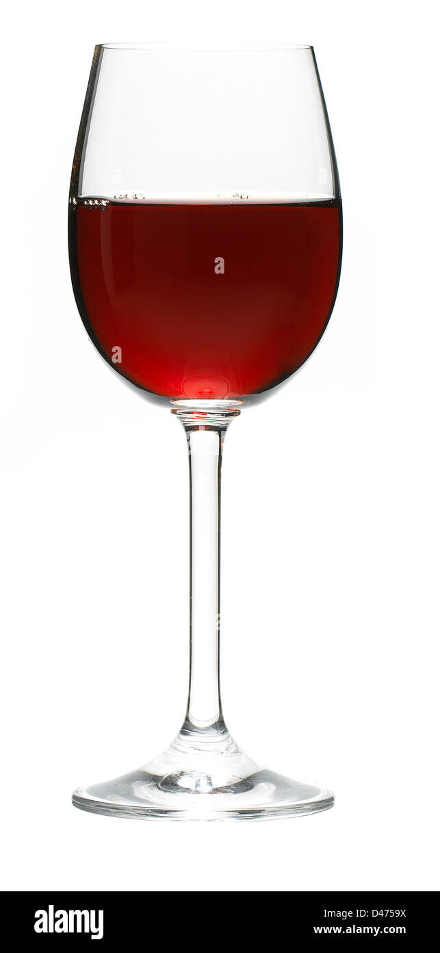 Glass of red wine cut out white background Stock Photo