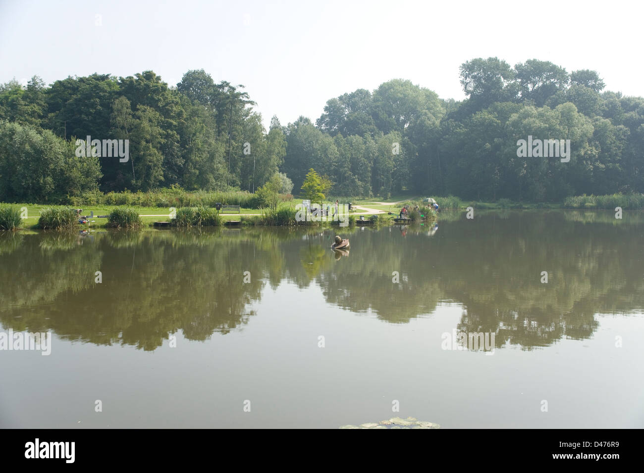 Zonnebeke chateau lake in Flanders Belgium Stock Photo