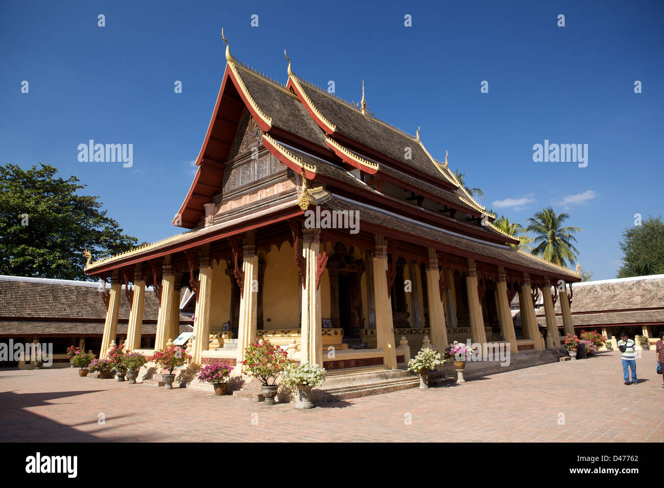 The ordination hall (sim) at Wat Si Saket is believed to be Vientiane’s oldest surviving temple. Stock Photo